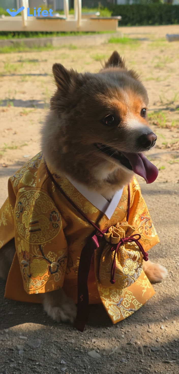 한복 입고 신난 강아지