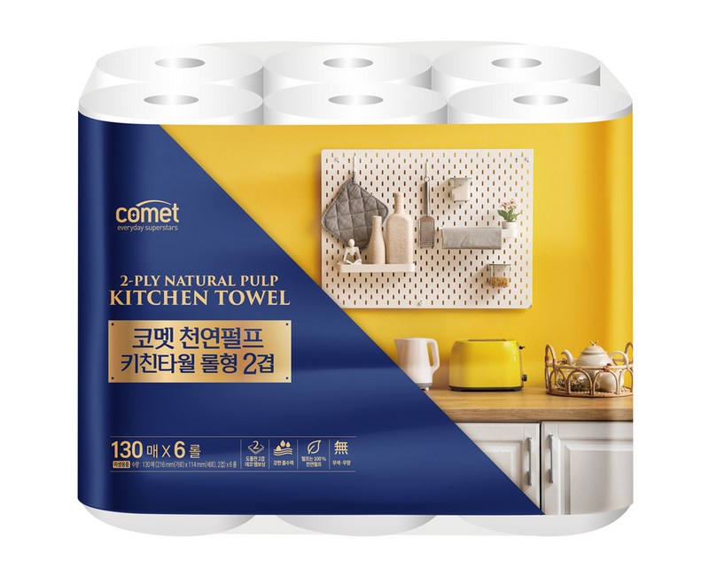 코멧 천연펄프 키친타월 롤형 2겹