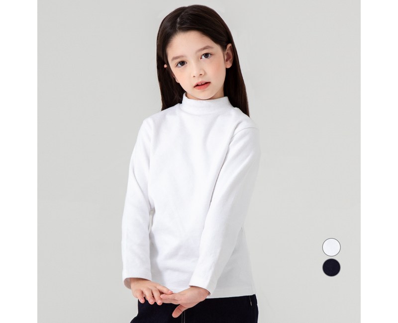 롤리트리 아동용 기모 도톰 하이넥 티셔츠