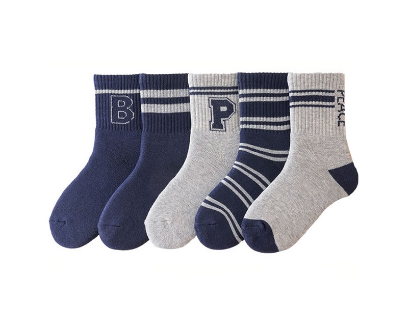 아이뿜 남아용 블루 레터링 포인트 방한 양말 5족 세트 H88