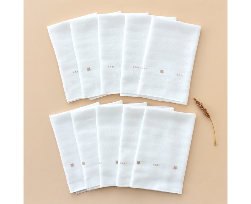 베이비앤아이 유아용 밤부 고미 거즈 손수건 10p