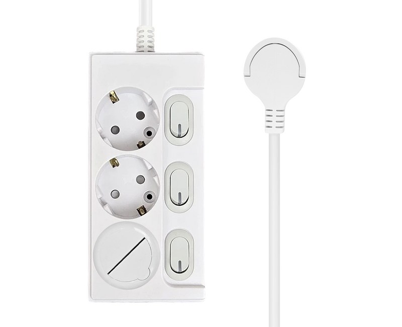 원스탑 재로갭 슬림 개별 스위치 멀티탭 3구 16A + 안전커버