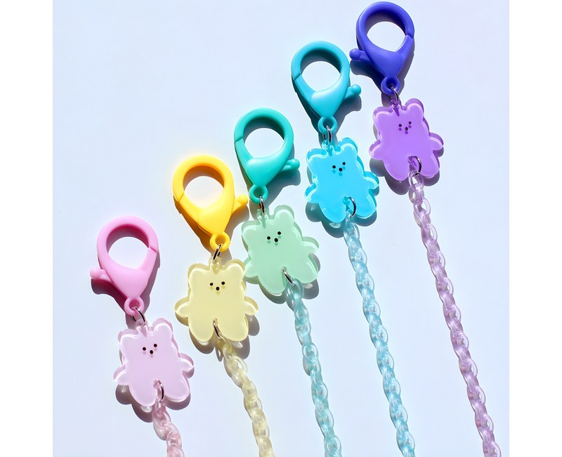 아동용 곰고미 투명체인 마스크 목걸이 스트랩 5종 세트