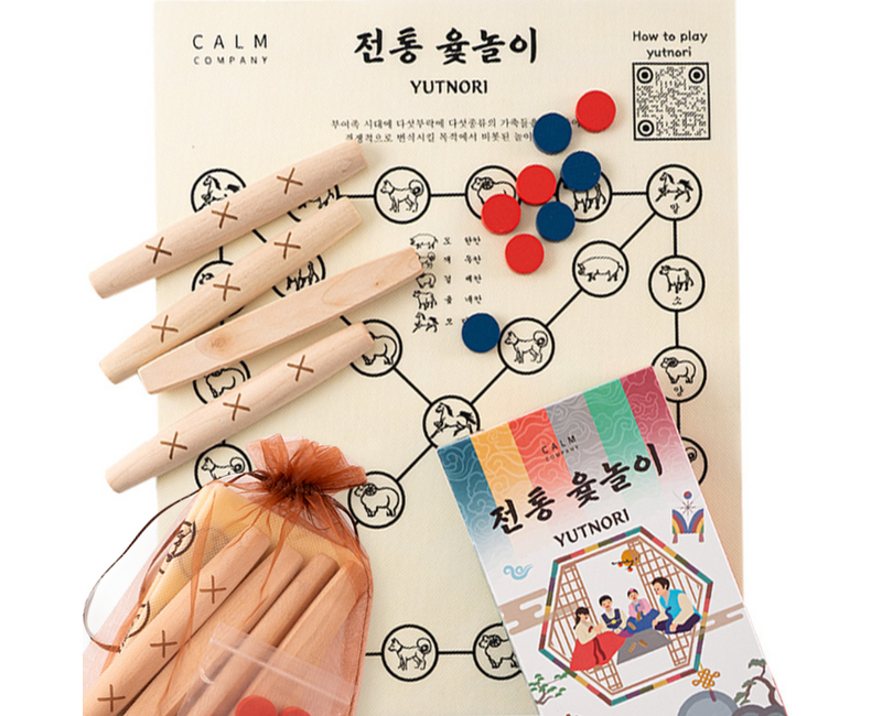 캄컴퍼니 추억의 전통 윷놀이 세트 온가족 명절 게임 편백나무색상