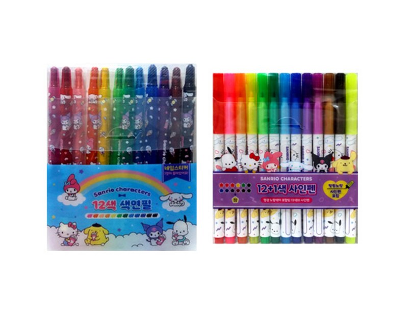 산리오캐릭터즈 12색 색연필+사인펜 세트