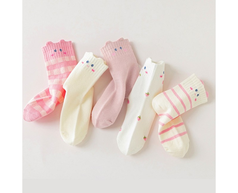 아이뿜 여아용 핑크 귀요미 양말 5종 세트 F98