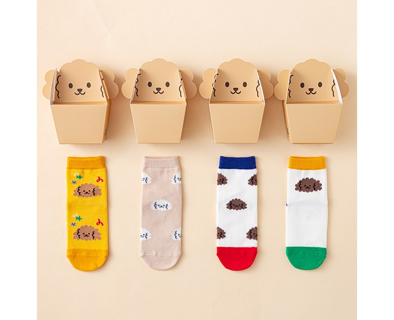 롤리트리 아동 퍼피 양말 4종 선물세트 (선물포장 포함)