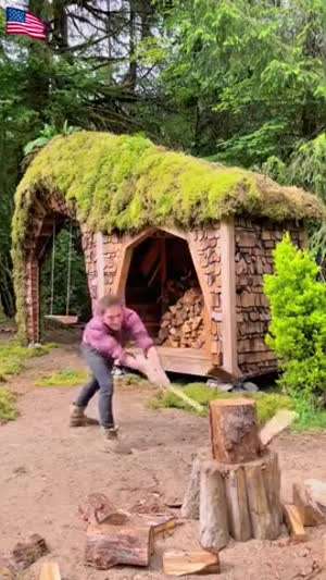 소리] 갖은 형태로 장작패기에 도전하는 아메리칸 도끼맨.mp4