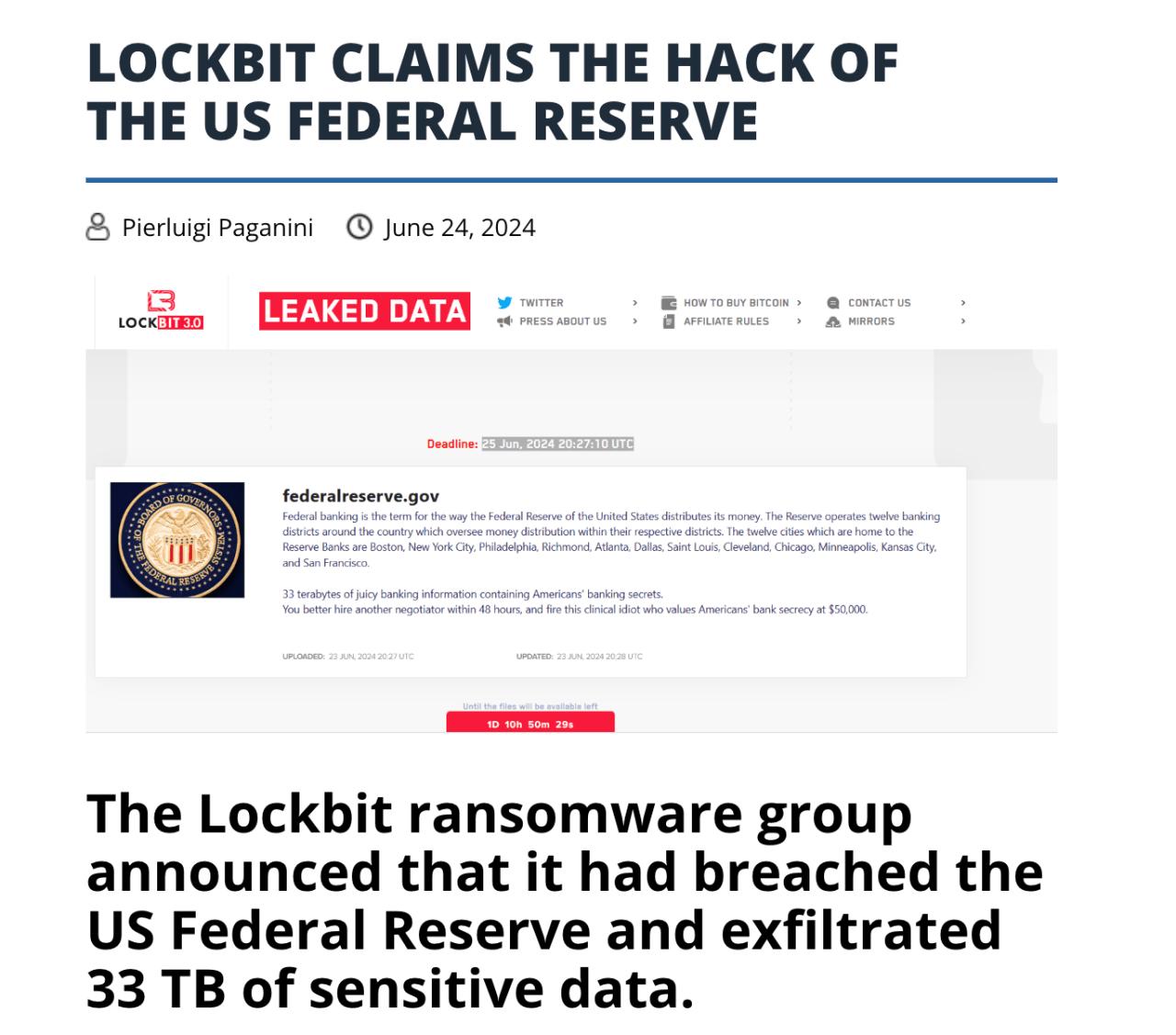 미국 연방준비은행이 해킹 당했다네 ㄷㄷㄷㄷㄷㄷ