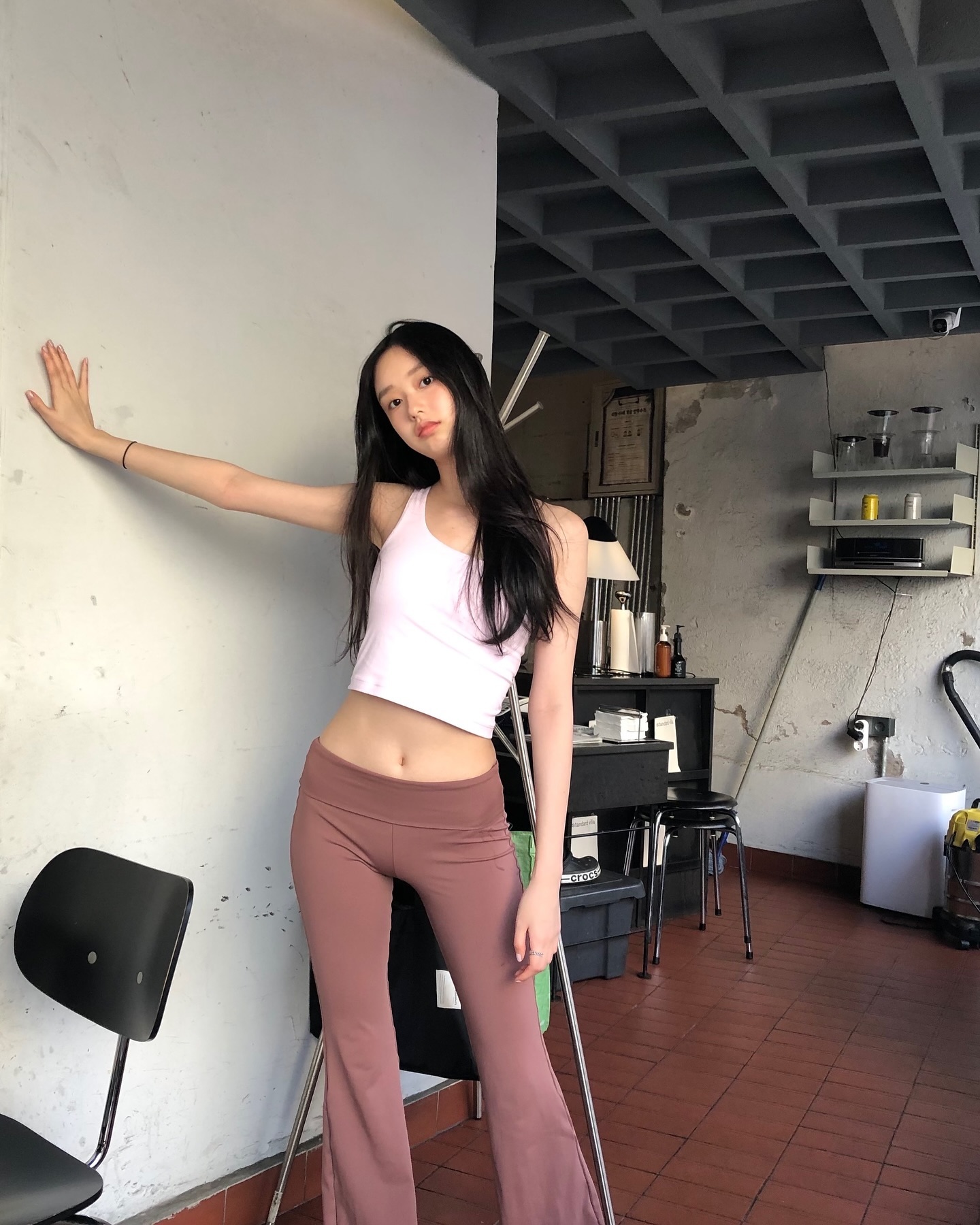 프듀48 김도아 요가 레깅스 골반 + 잘록한 허리배꼽 - 인스타