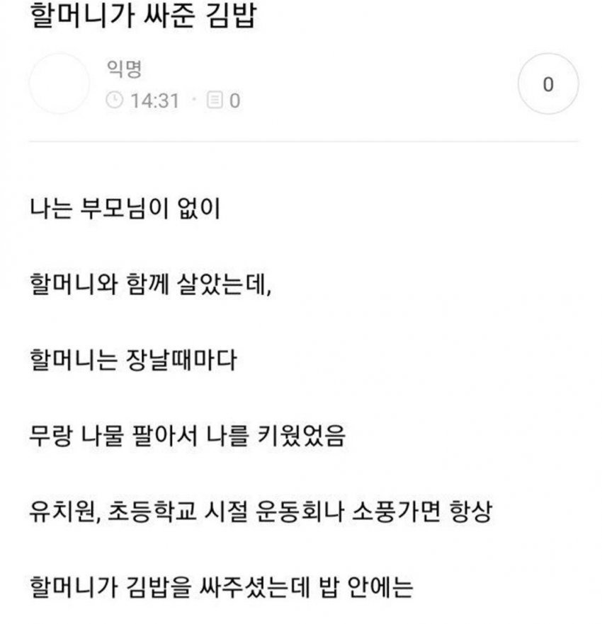 할머니가 싸 준 김밥 썰