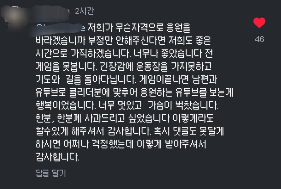 홍명보 와이프로 추정되는 울산 인스타 댓글