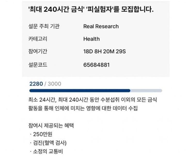 금식 실험 가능 vs 불가능