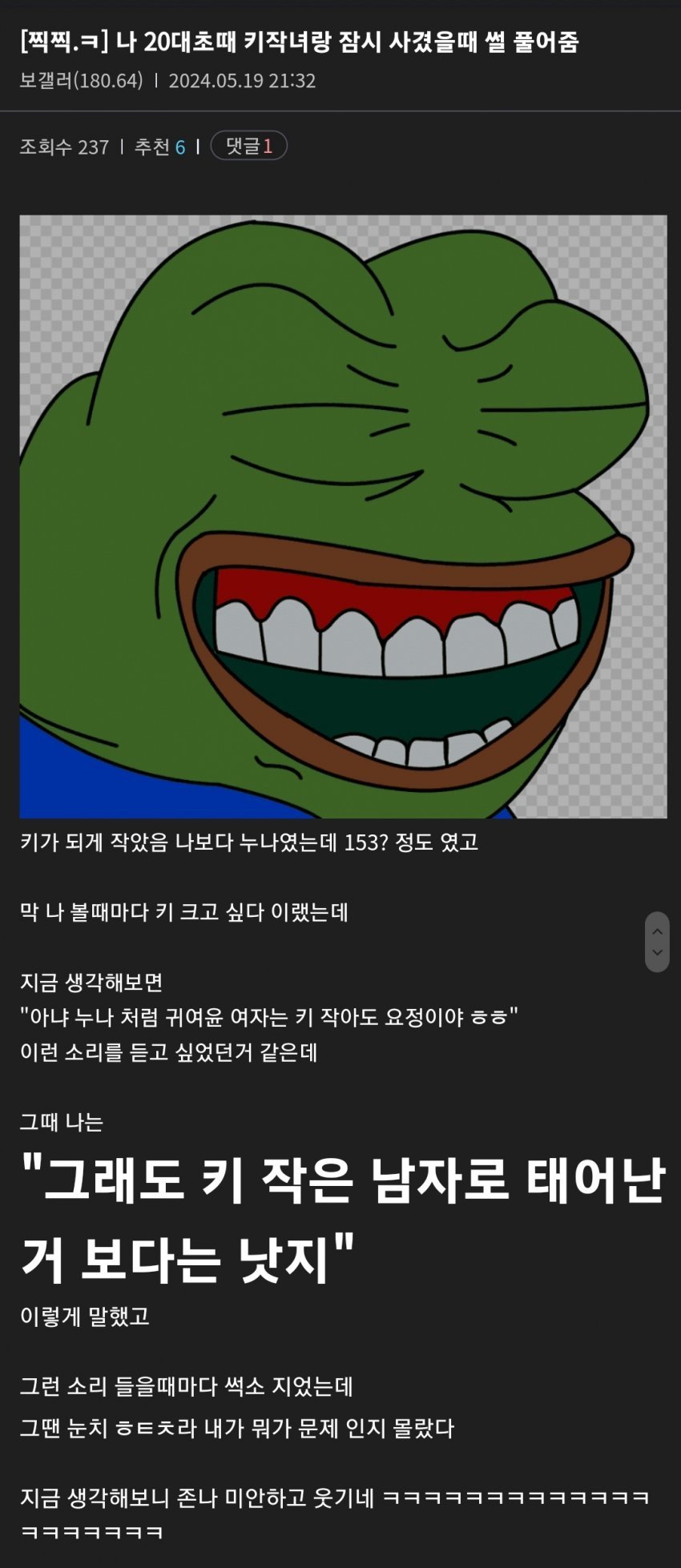 키작녀와 잠깐 사귀었던 디시인