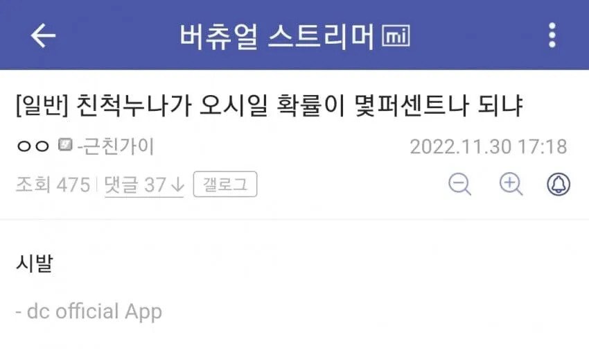 사촌 누나가 최애 버튜버였다