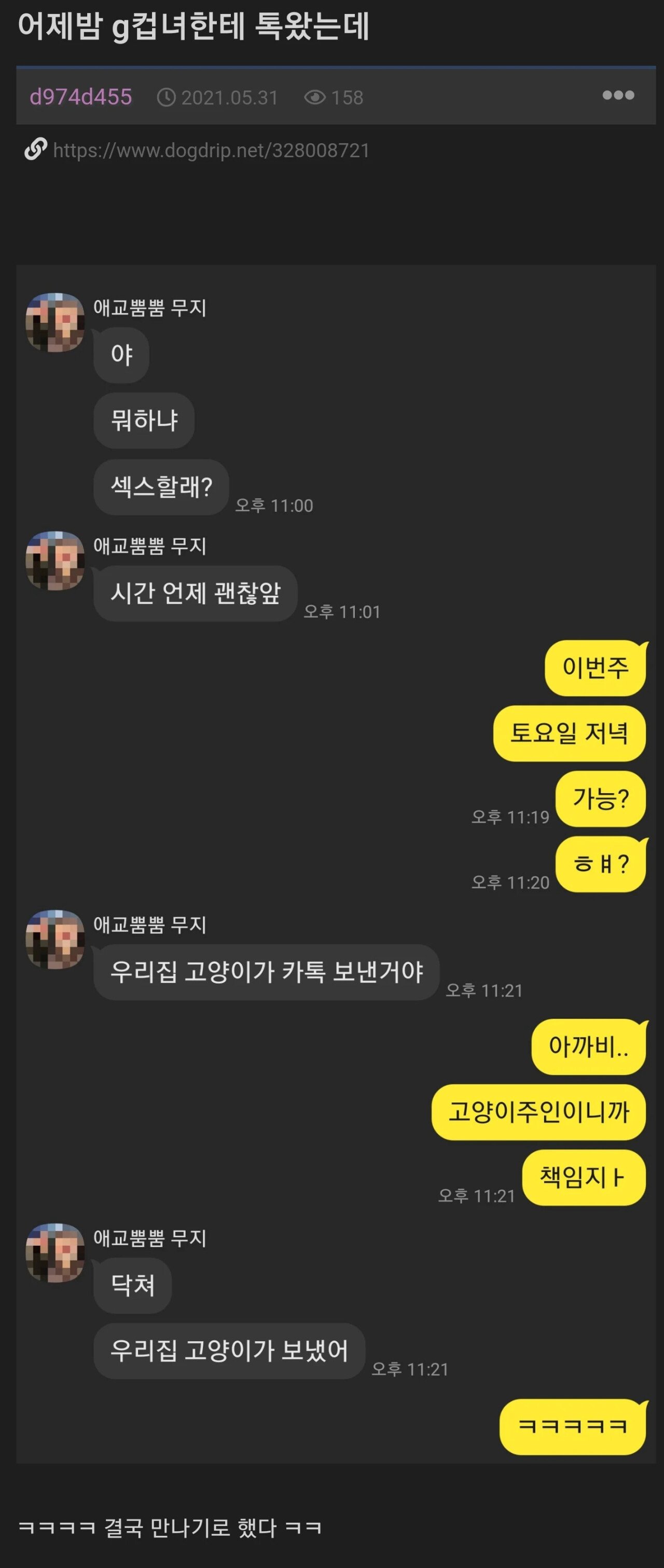 17) 야밤에 g컵녀에게 톡온 익붕이