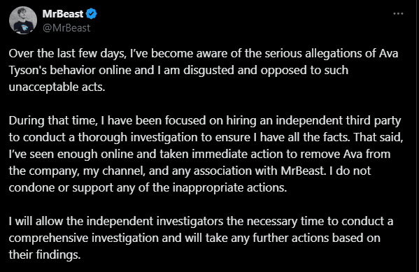 논란의 미스터비스트 트젠멤버 방출