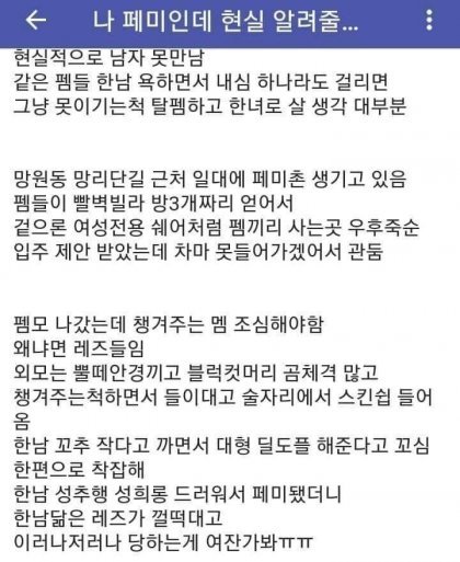 현타 온 페미 누나
