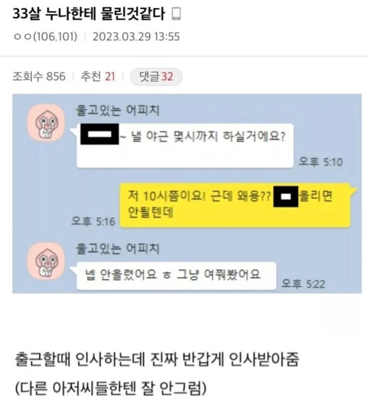 33세 누나에게 물린 디시인