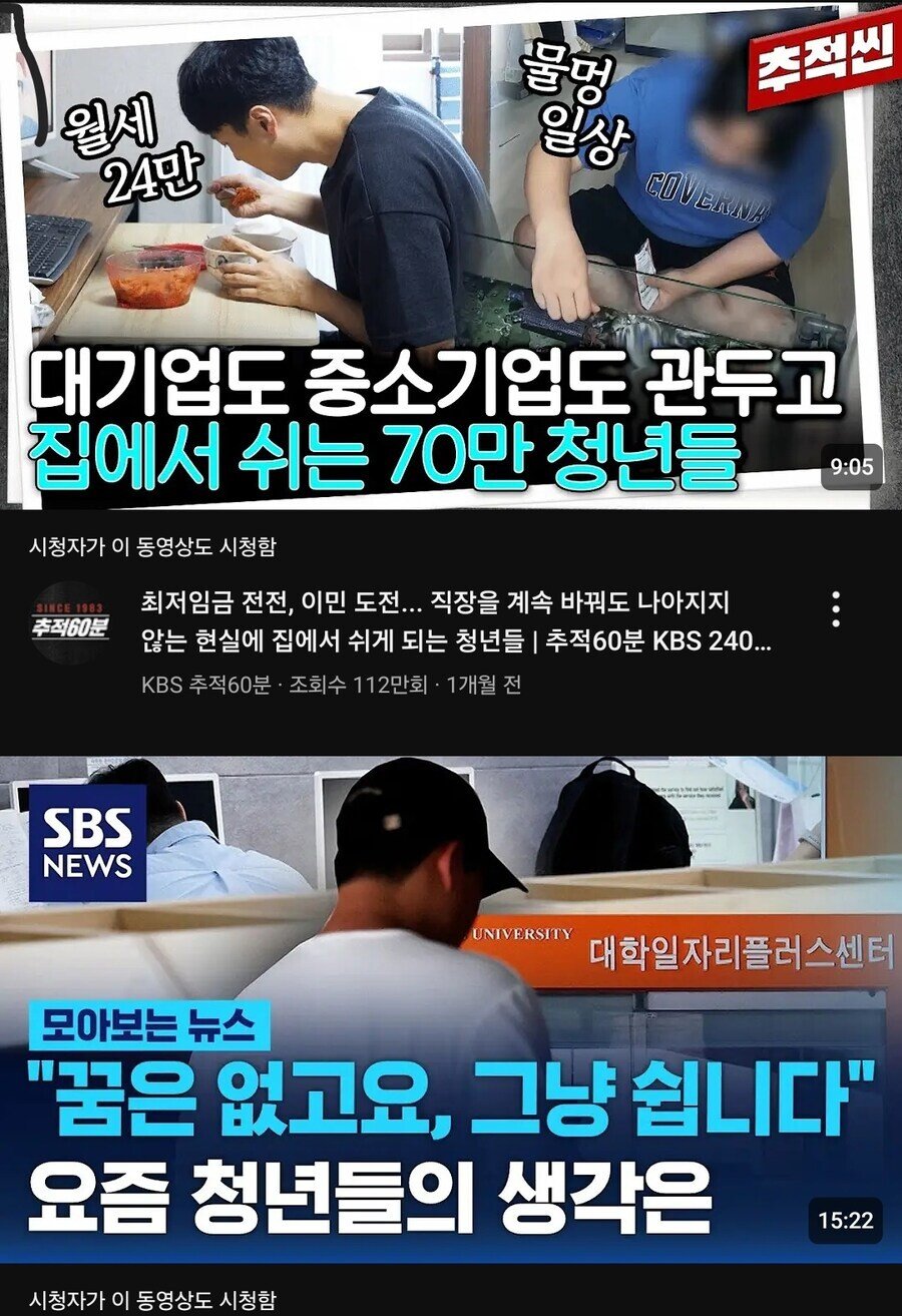 요즘 청년들이 취업을 안하는 이유