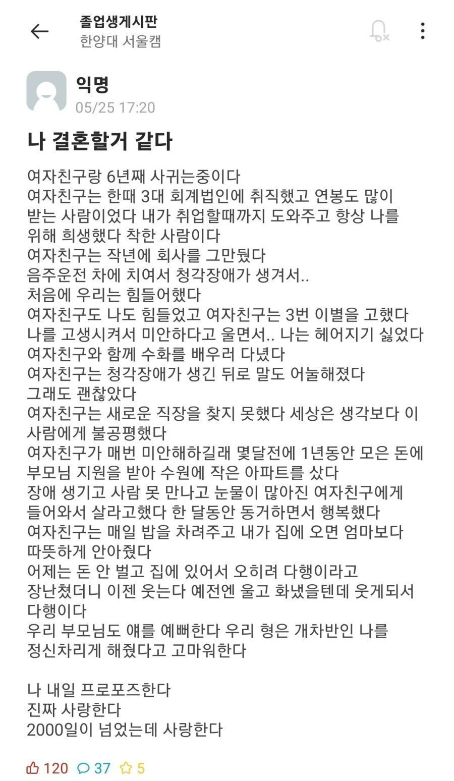6년 사귄 여자친구가 장애인이 된 남자