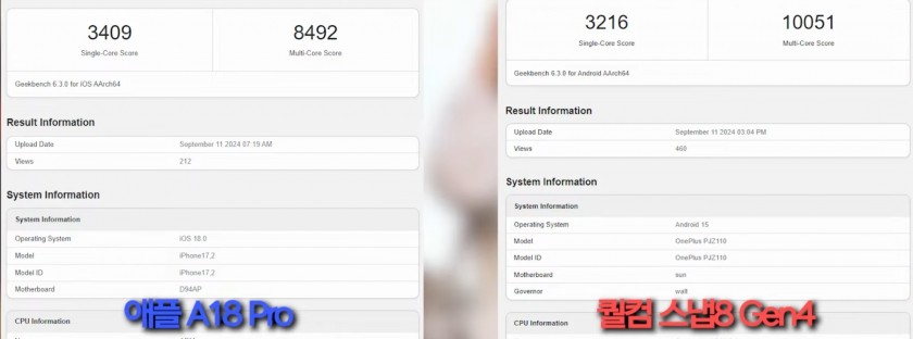 애플 A18 PRO vs 퀄컴 스냅8 gen 4