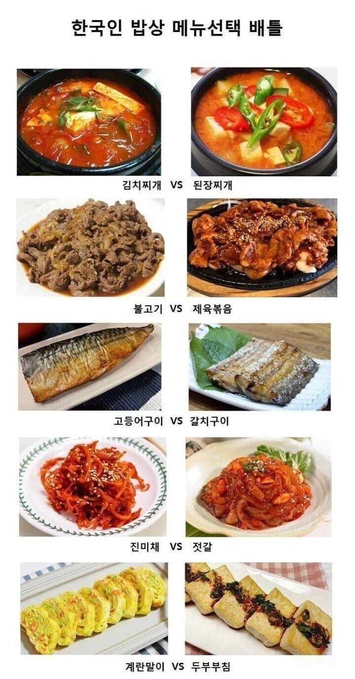 고민 되는 한국인 밥상 메뉴 선택