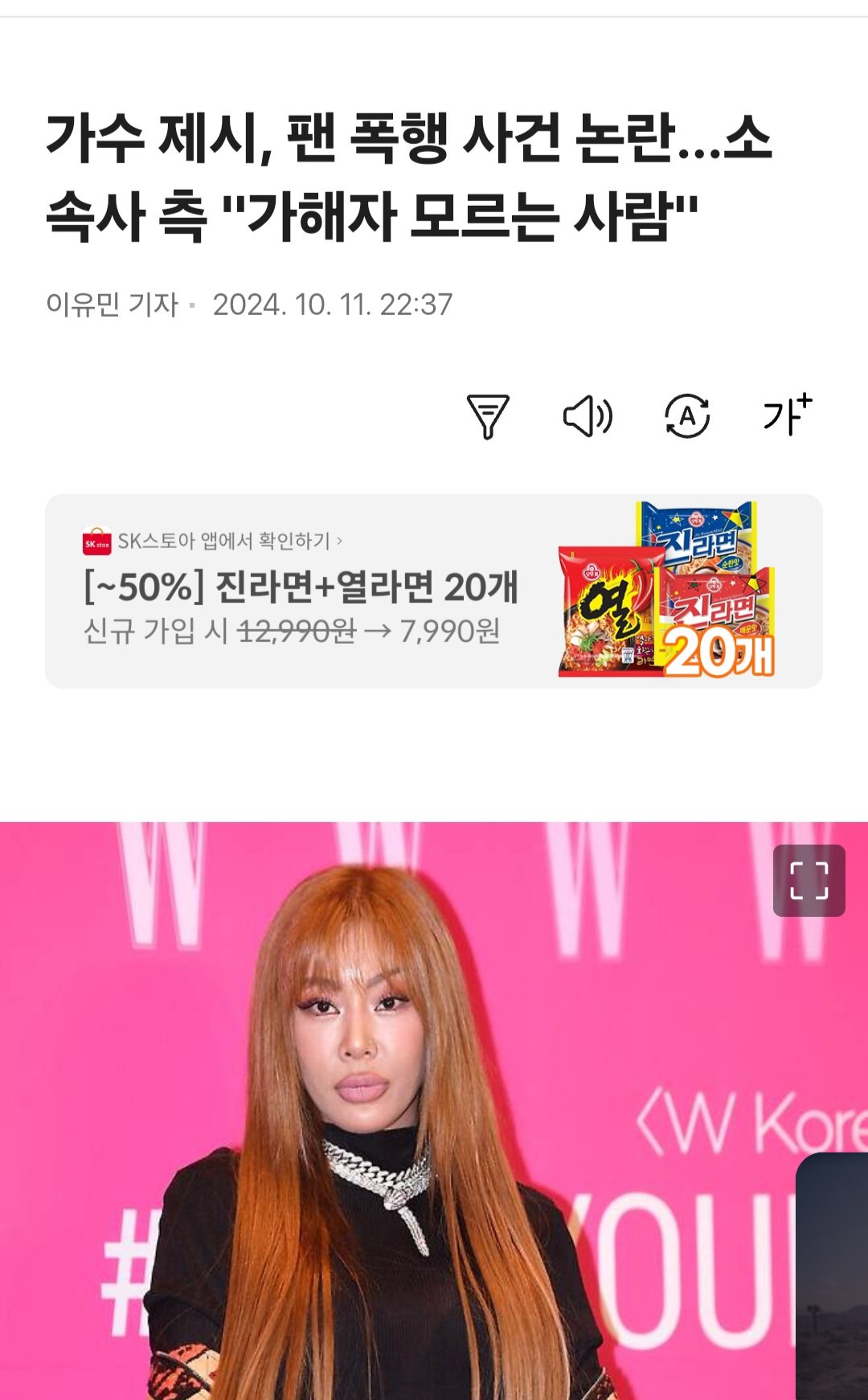 가수 제시 팬 폭행 사건 휘말림