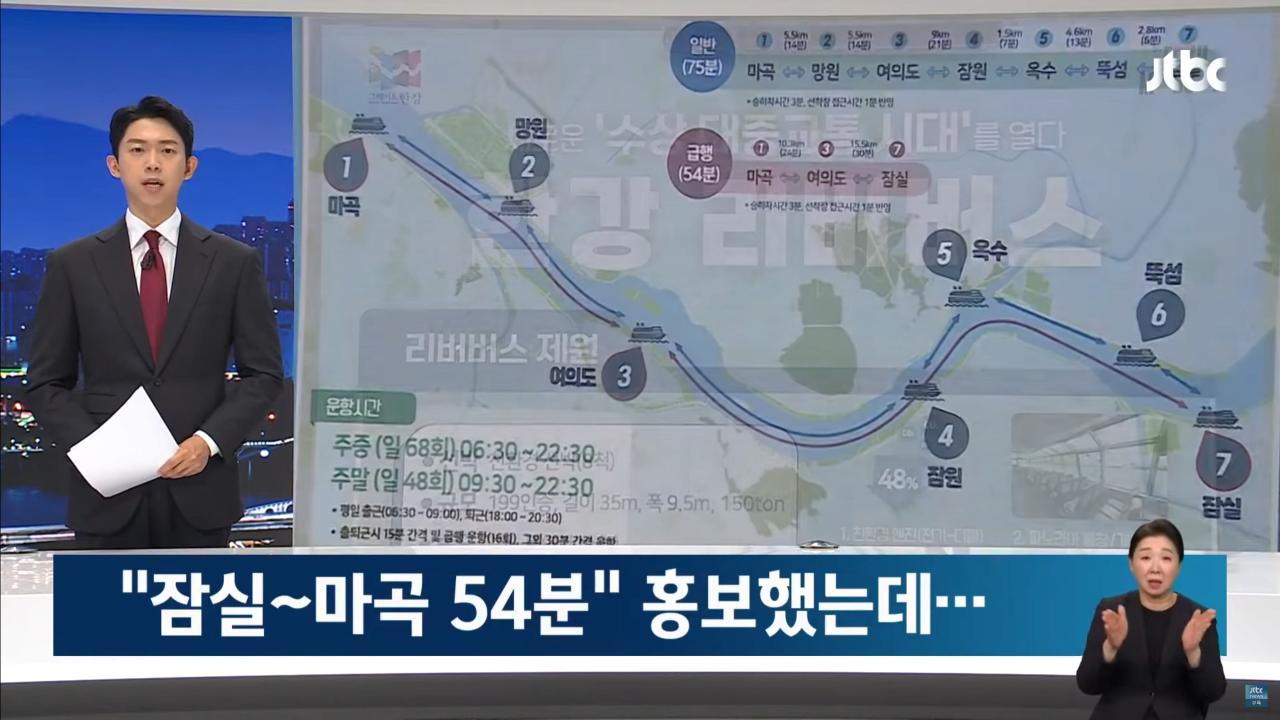 700억 들인 한강수상버스…'급행 54분' 홍보하더니