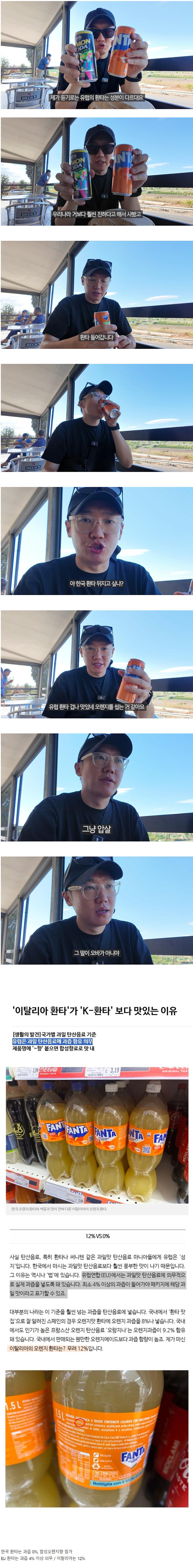 한국 환타와 아예 다른 음료라는 EU 판매용 환타
