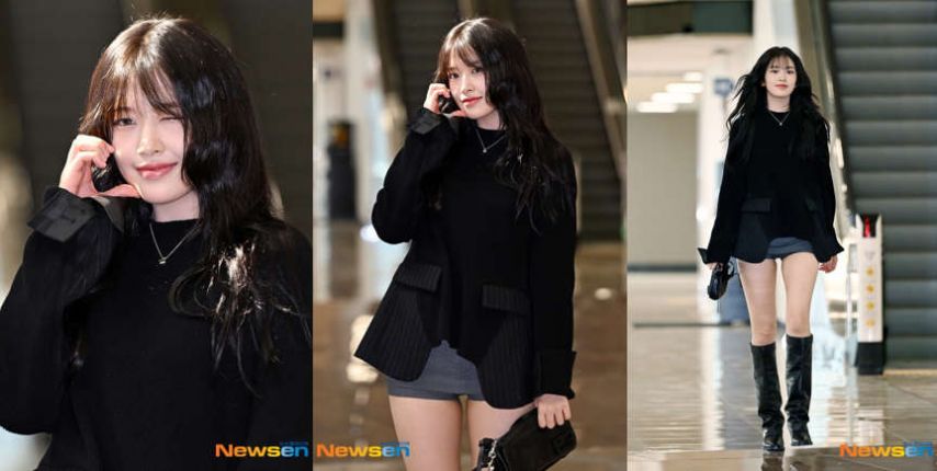 분위기 美쳤다...안유진(03년), 숏팬츠에 롱부츠로 드러난 각선미