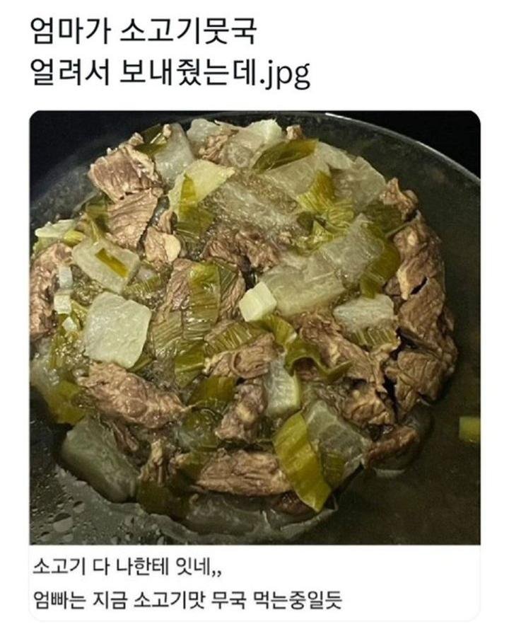엄마가 소고기뭇국 얼려서 보내줬는데.