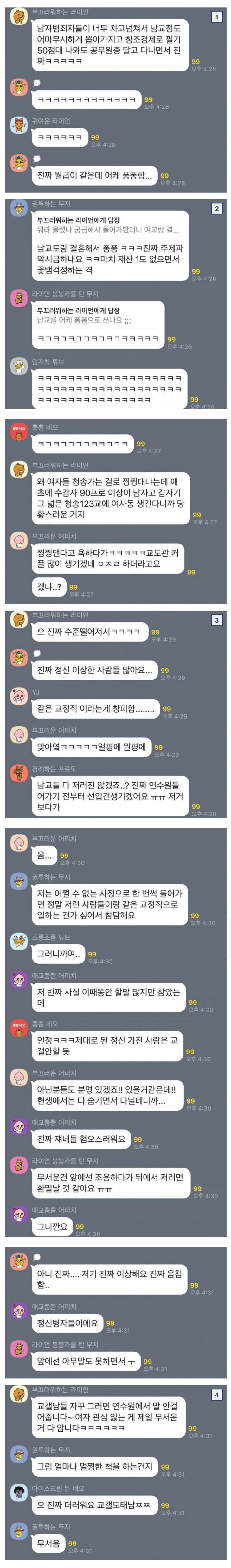 여자 교정직 단톡방 유출 ㄷㄷㄷ