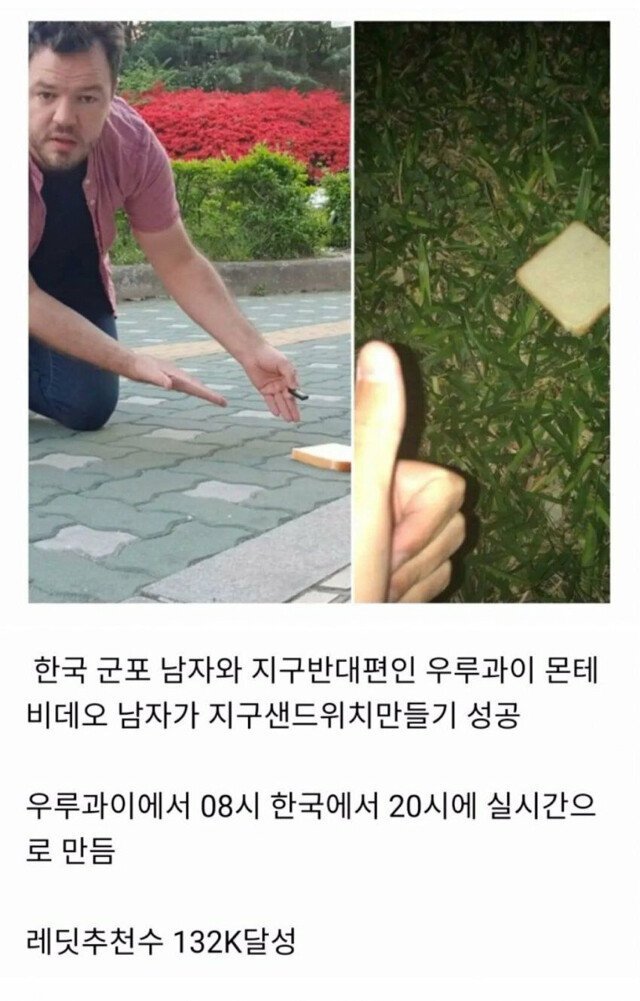 한국과 우르과이가 만든 대형 샌드위치 ㄷㄷ