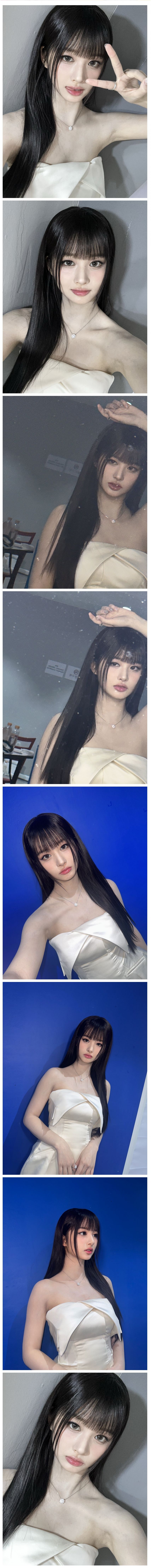 화이트 오프숄더 미니드레스 셀카 찍는 엔믹스 설윤