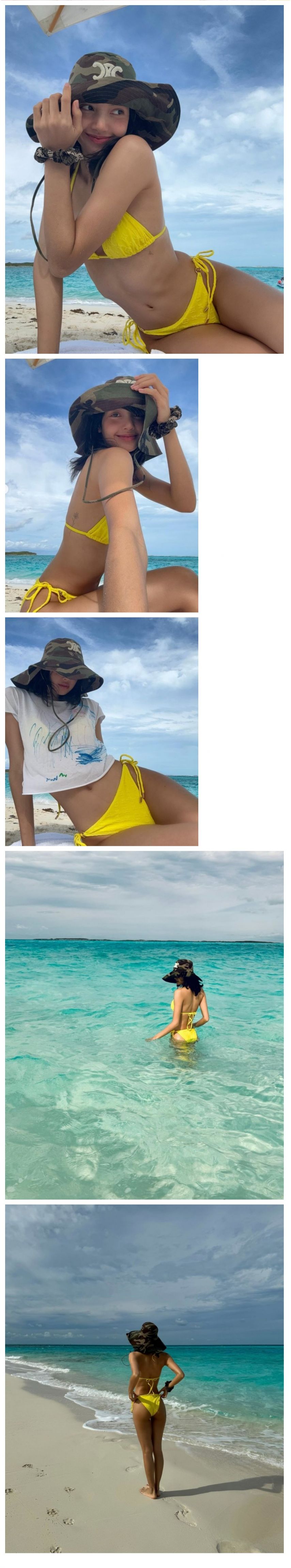 [블랙핑크] 바닷가에서 노란색 끈비키니를 입은 리사