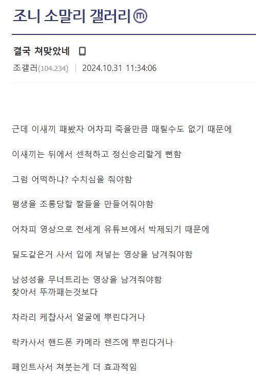 조니 소말리를 때려서는 안된다는 디씨인