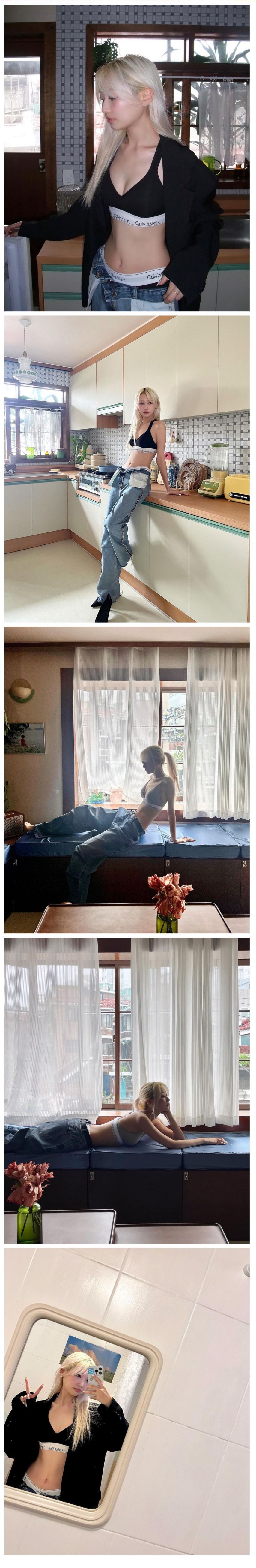 검은색 + 회색 CK 브라팬티 입고 화보 찍은 러블리즈 류수정