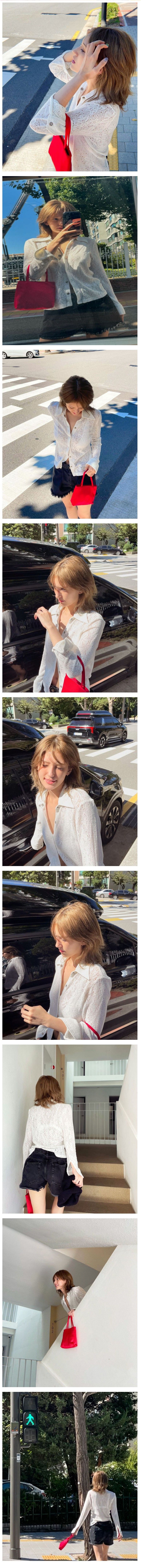 브라가 은근히 비치는 화이트 니트셔츠 전소미