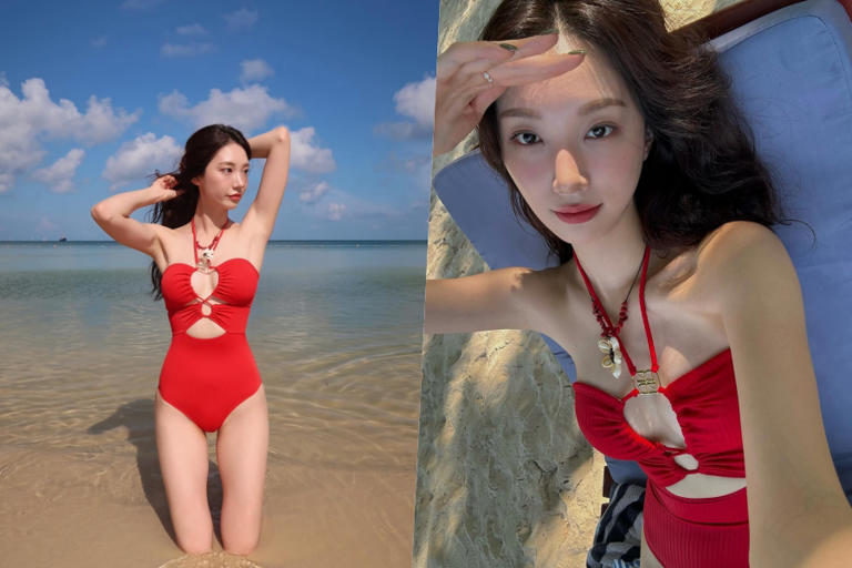 '프리스틴 출신' 김민경, 뻥 뚫린 가슴 사이 봉긋한 볼륨감…레드 모노키니