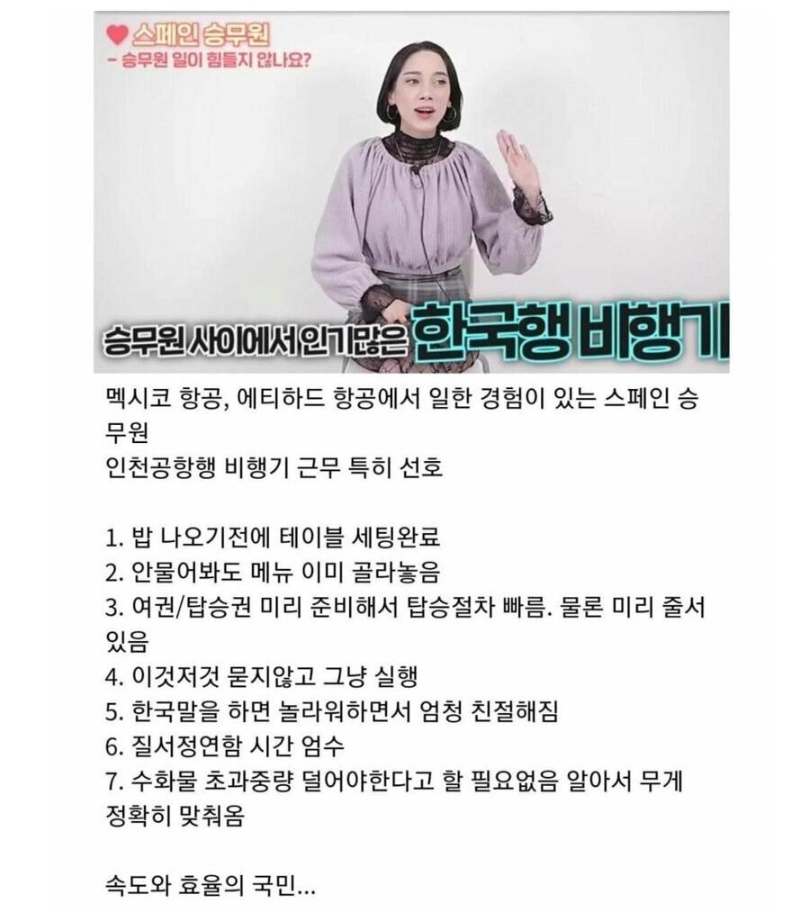 스페인 승무원이 본 한국탑승객