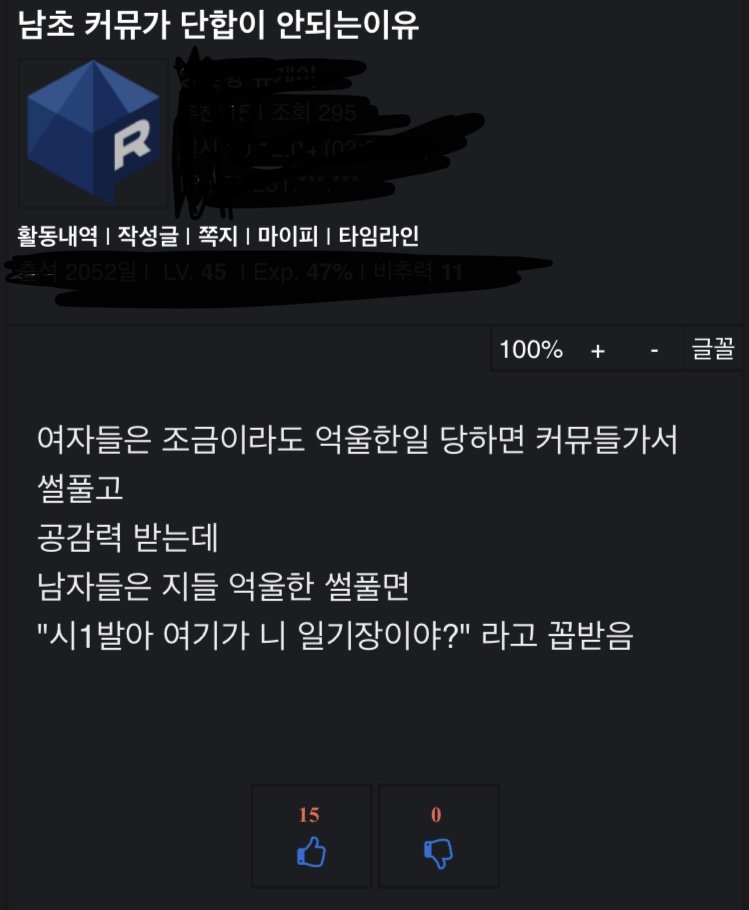 여초가 단합 잘되는 이유