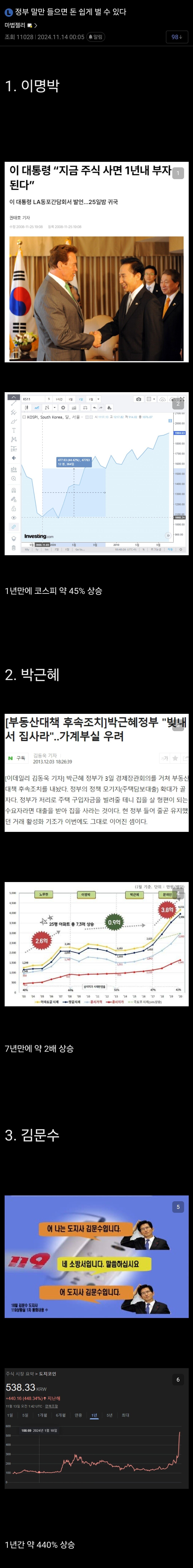 정부 말만 들으면 돈을 쉽게 벌 수 있다는 미주갤러..