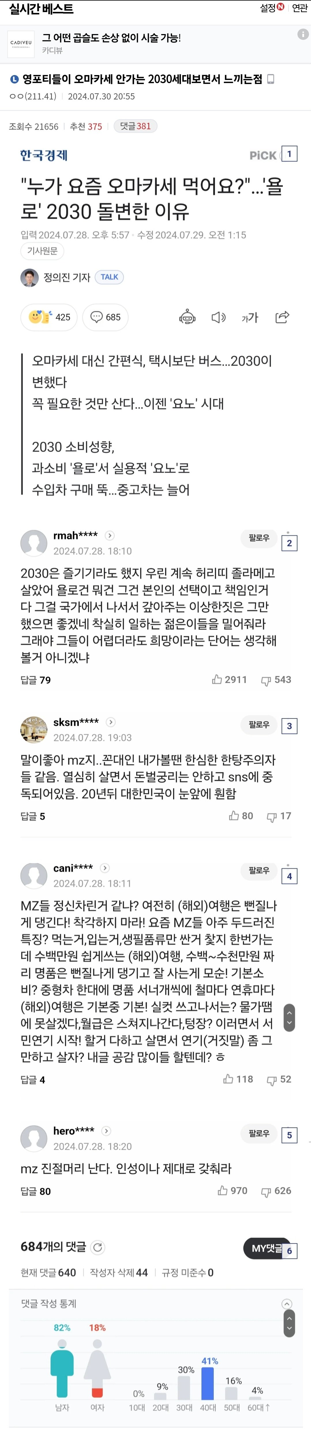 2030 오마카세 가지 않는다는 기사에 아저씨들 반응