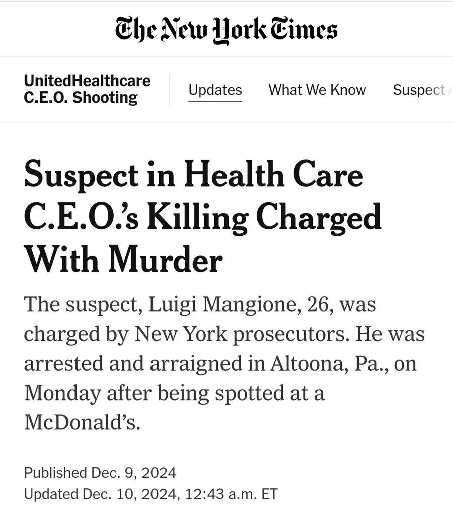 초고속 처리 중인 CEO 암살범 근황