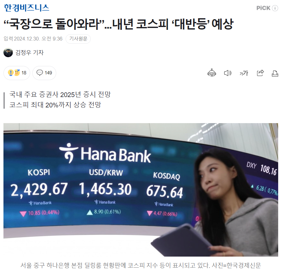 “국장으로 돌아와라”...내년 코스피 ‘대반등’ 예상