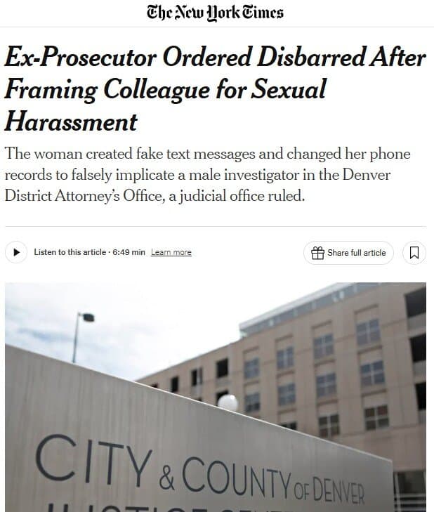 미국에서 동료를 허위 미투한 한국계 검사