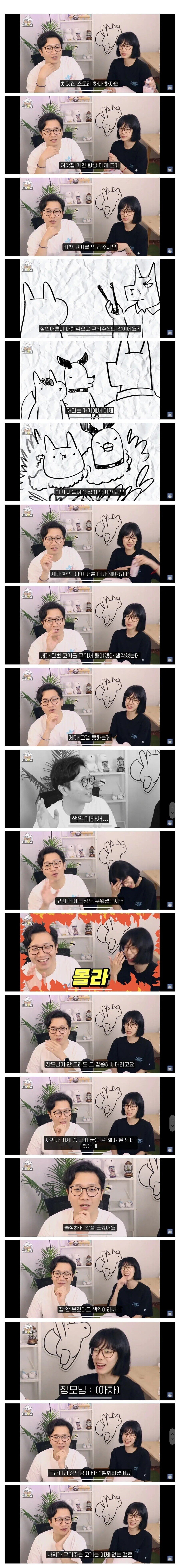 처갓집 가서 고기먹는데 안 굽고 집어먹기만 하는 사위