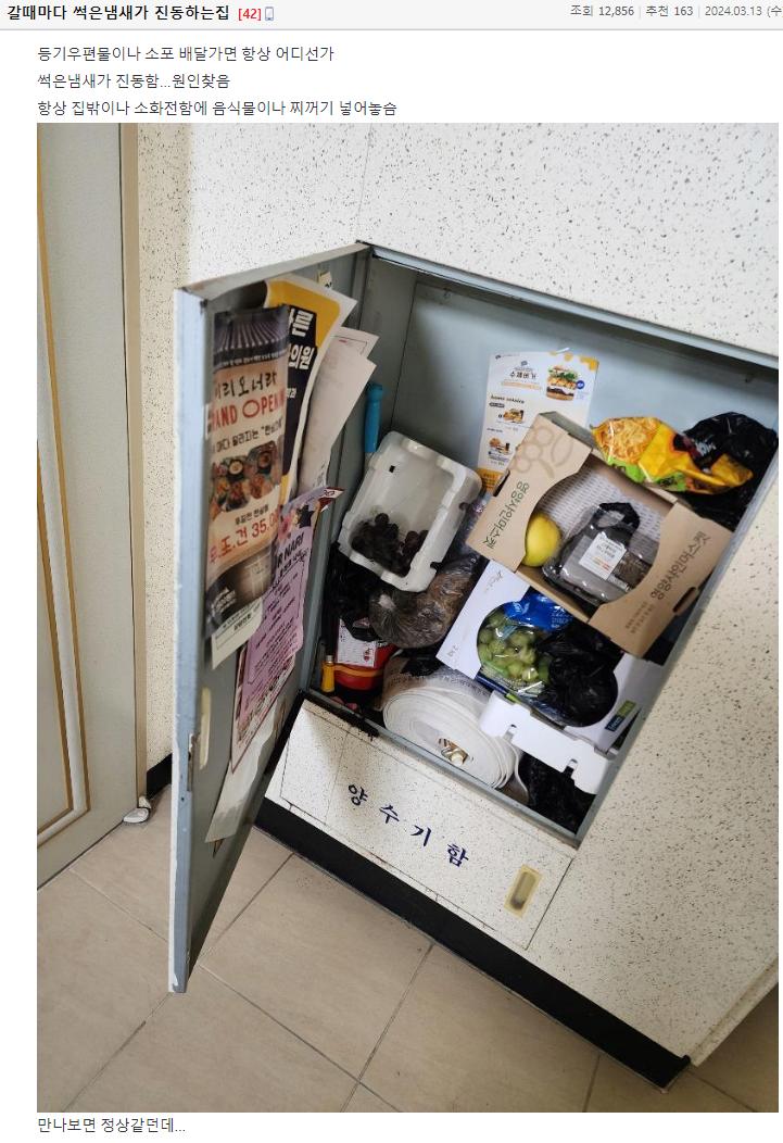 배달 갈때마다 썩은 냄새가 진동한다는 집ㄷㄷ