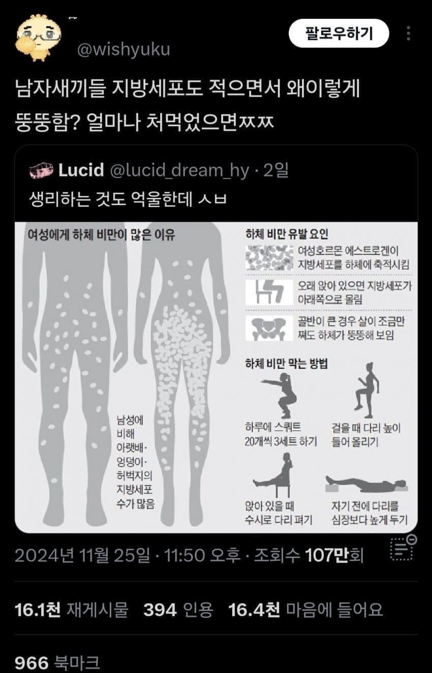 여자에게 하체비만이 많은 이유